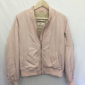 Garage Bomber Jacket, Faux Fur lined pink sz L